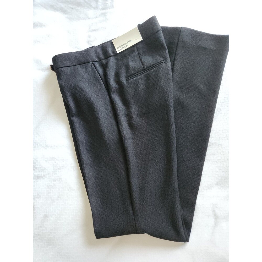 Ann Taylor NWT The High Rise Madison Pants Size 2 Black Plaid Flare Trousers